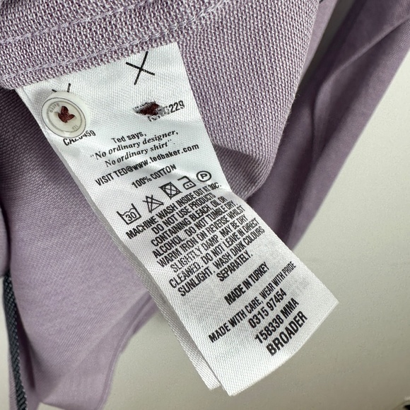 Ted Baker Broader Button Up Shirt Mens Size 5 US XL Purple Slim Fit Jersey. - Picture 9 of 9